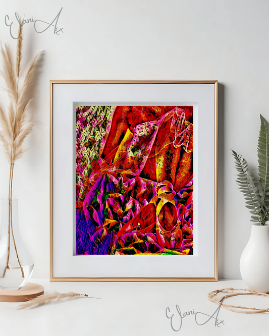 BALLERINA SHOES - An Original Vibrant Red Colorful Ballerina Sitting After Performance Shoes Impressionistic Wall Artwork Print by ElaniArt