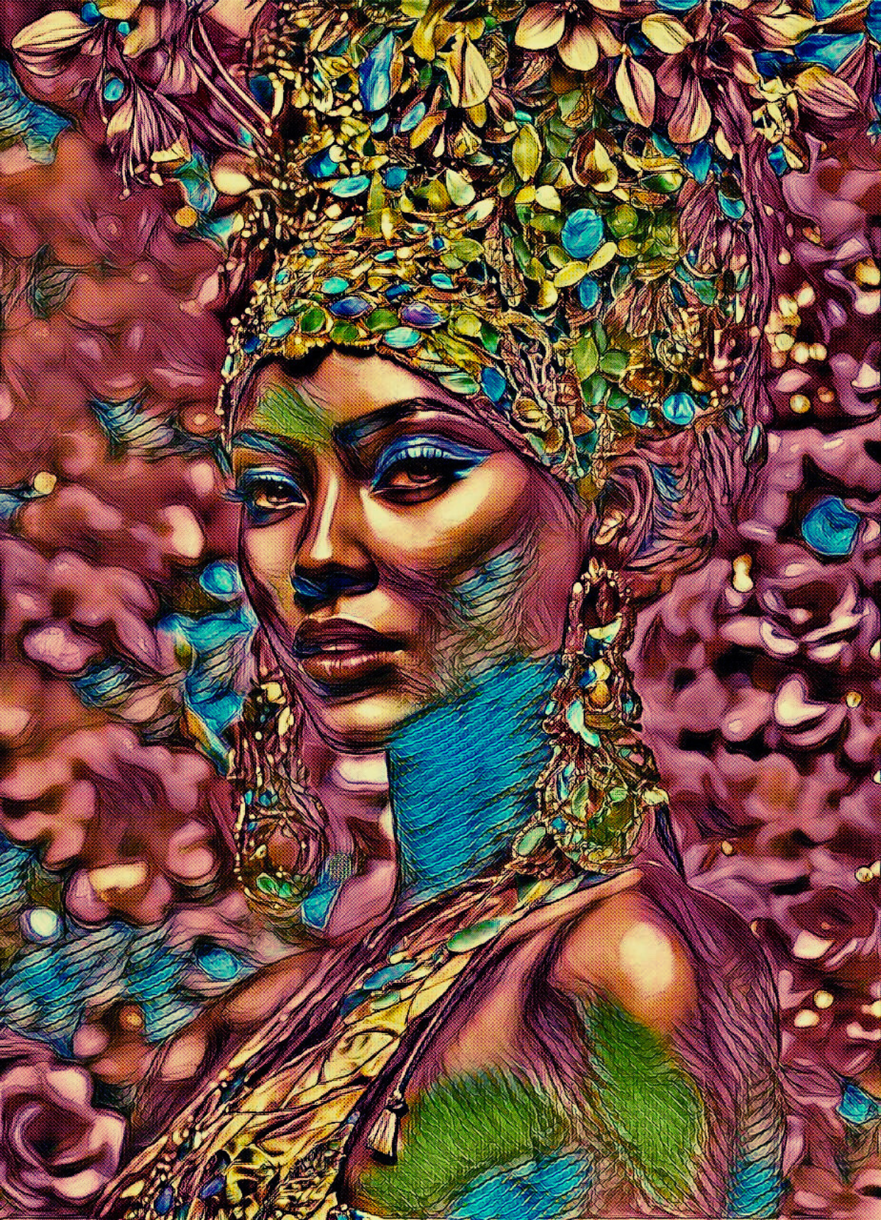 PERSEPHONE - An Original Vibrant Pink Greek Goddess of Underworld & Vegetation Persephone Kore Impressionistic Artwork Print by ElaniArt