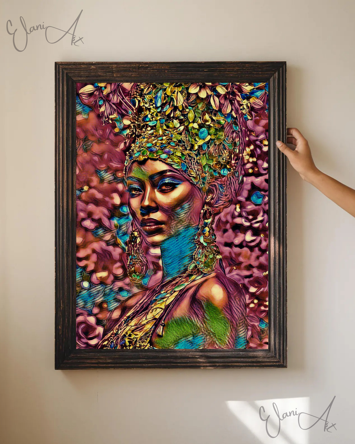 PERSEPHONE - An Original Vibrant Pink Greek Goddess of Underworld & Vegetation Persephone Kore Impressionistic Artwork Print by ElaniArt