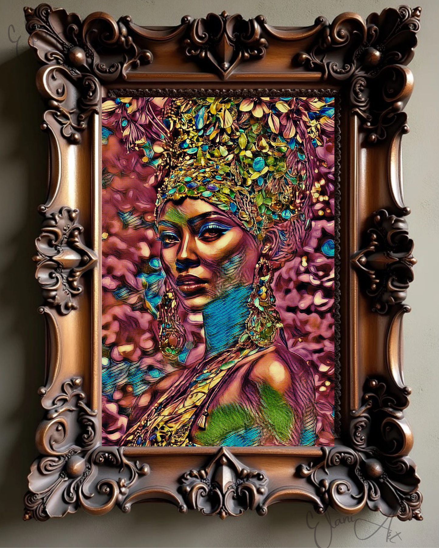 PERSEPHONE - An Original Vibrant Pink Greek Goddess of Underworld & Vegetation Persephone Kore Impressionistic Artwork Print by ElaniArt