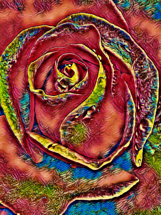 THE EXQUISITE - An Original Vibrant Colorful Pink Rose Petals Flower Floral Portrait Blooms Impressionistic Wall Artwork Print by ElaniArt