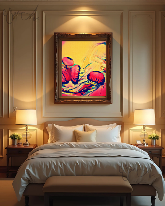 THE JELLIES - An Original Vibrant Colorful Jellyfish Sea Jellies Marine Animals Tentacles Impressionistic Bloom Artwork Print by ElaniArt