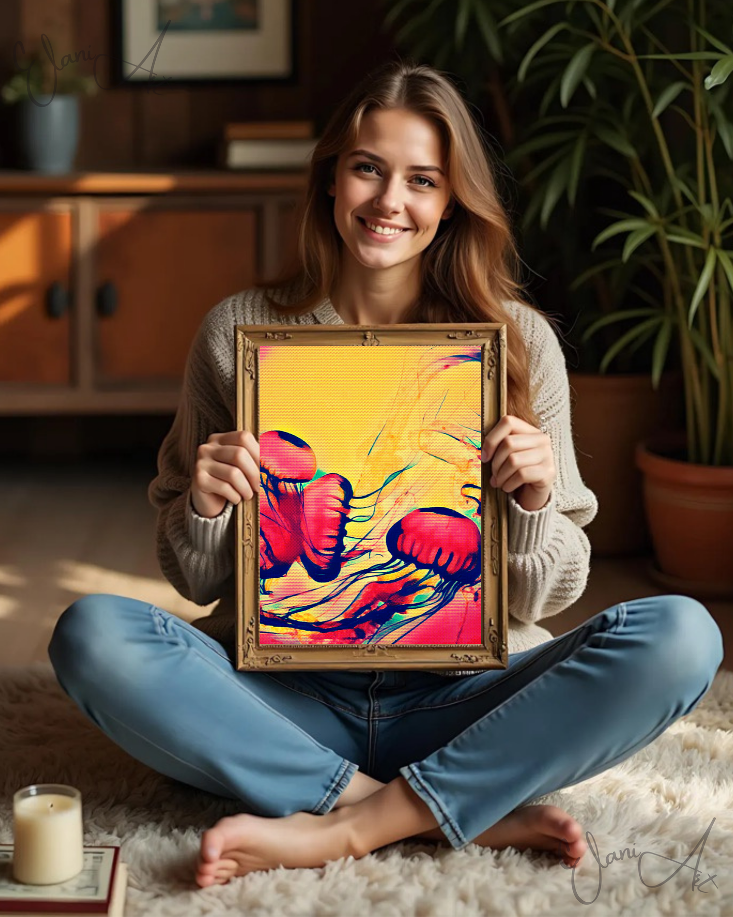 THE JELLIES - An Original Vibrant Colorful Jellyfish Sea Jellies Marine Animals Tentacles Impressionistic Bloom Artwork Print by ElaniArt