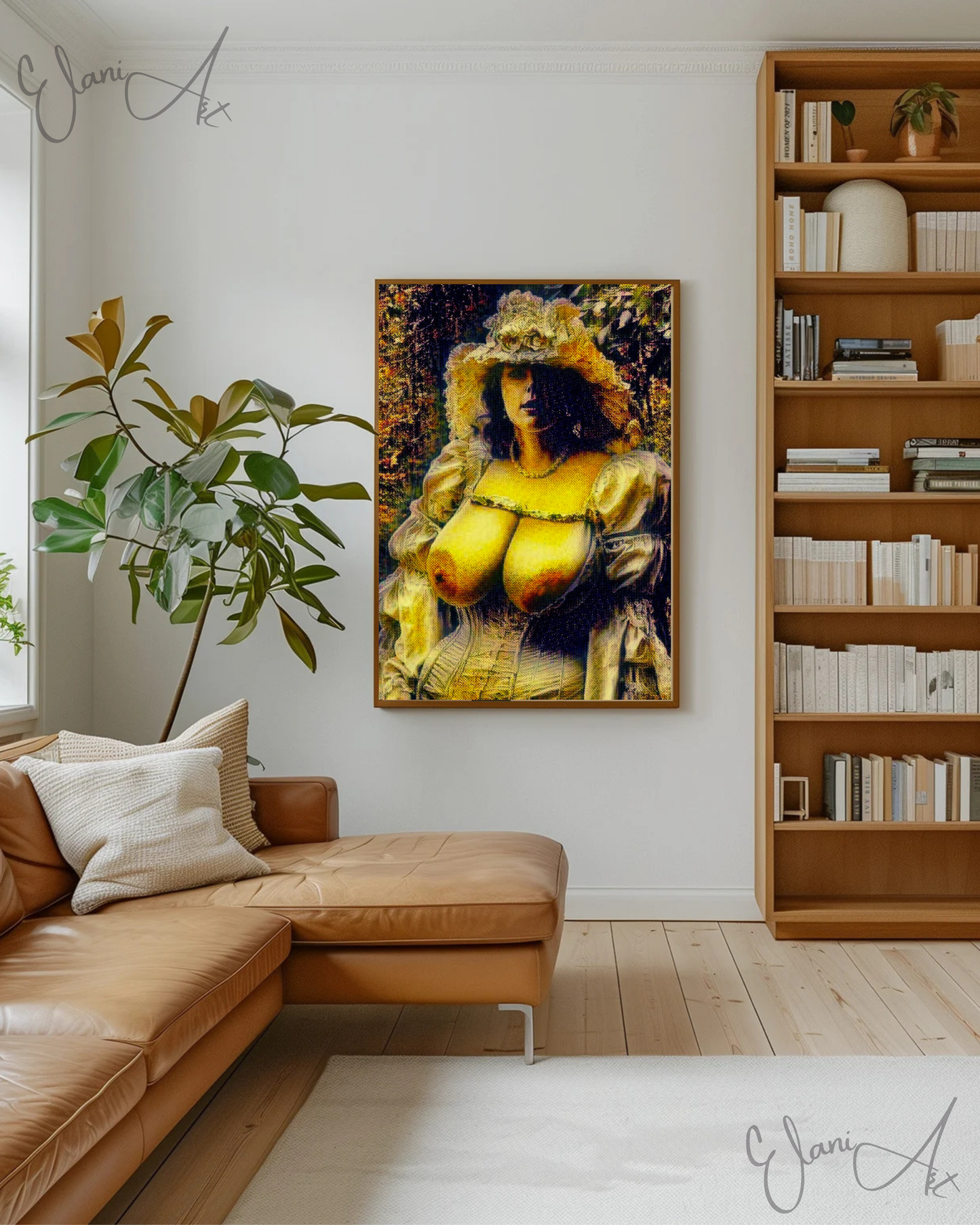 THE PICTURESQUE - An Original Vivid Erotic Victorian Woman Bare Breasts Corset Dress  Impressionistic Artwork Print - Erotic Art by ElaniArt